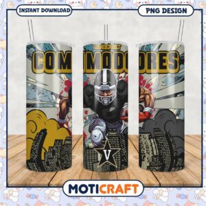 Vanderbilt Commodores Football Tumbler PNG Design