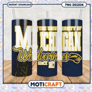 University of Michigan Wolverines Tumbler PNG Design