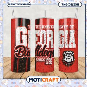 University of Georgia Bulldogs Tumbler PNG Design