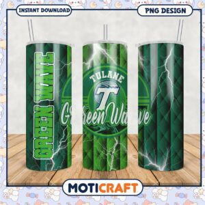 Tulane Green Wave Tumbler PNG Design for Fans and Gifts