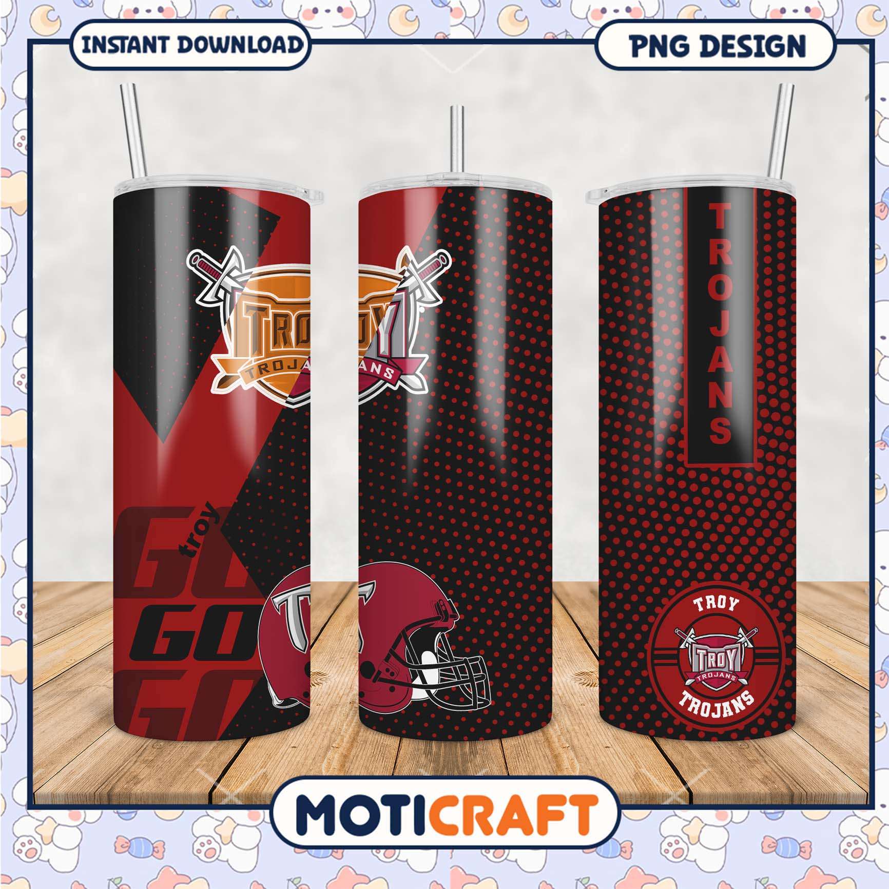 Troy Trojans Tumbler PNG Design for Sports Fans Troy Trojans Tumbler PNG Design for Sports Fans