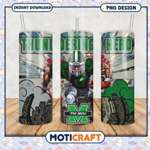 Thundering Herd Football Tumbler PNG Design Art