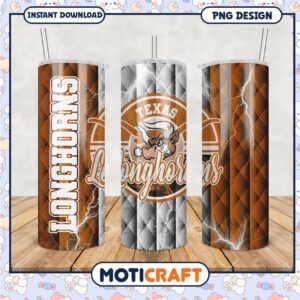 Texas Longhorns Tumbler PNG Design for Fans Decor