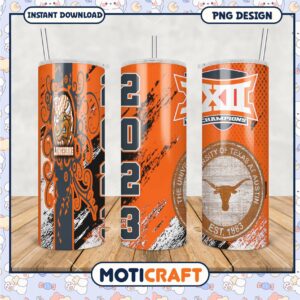 Texas Longhorns Tumbler PNG 2023 Champions Design