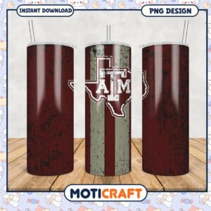 Texas A&M Distressed Design Tumbler PNG Artwork