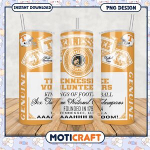 Tennessee Volunteers Football Tumbler Design PNG File