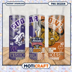 Sugar Bowl Tumbler PNG Washington vs Texas 2024 Design