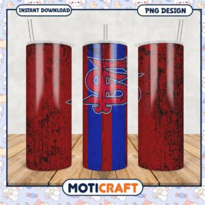 Stylish Tumbler PNG with Grunge Red and Blue Design