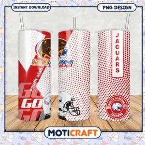 South Alabama Jaguars Tumbler Design PNG File Download