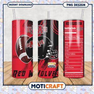 Red Wolves Fan Tumbler PNG for Game Day Enthusiasts