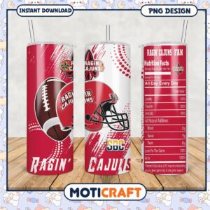 Ragin Cajuns Fan Tumbler PNG Design for Game Day Fun