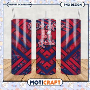 Ole Miss Rebels Tumbler Design Red and Blue PNG