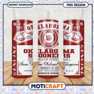 Oklahoma Sooners Football Tumbler PNG Design Art