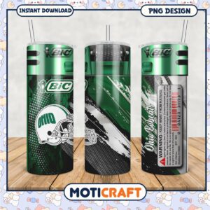 Ohio Bobcats Tumbler PNG Design Green Helmet Art