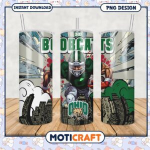 Ohio Bobcats Football Tumbler PNG Design Art