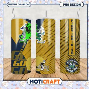 Notre Dame Fighting Irish Tumbler Graphic PNG Design