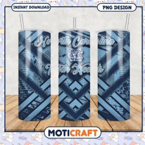 North Carolina Tar Heels Tumbler PNG Design