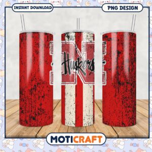 Nebraska Huskers Tumbler PNG Vintage Sports Design
