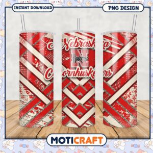 Nebraska Cornhuskers Tumbler PNG Design Red Stripes