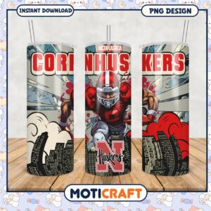 Nebraska Cornhuskers Football Tumbler PNG Design
