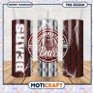 Missouri State Bears Tumbler Design PNG File for Fans