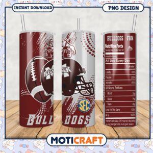 Mississippi Bulldogs Fan Tumbler PNG Design Art