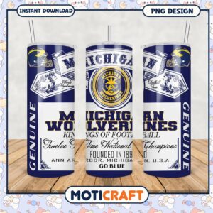 Michigan Wolverines Tumbler PNG Football Design