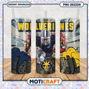 Michigan Wolverines Football Tumbler PNG Design