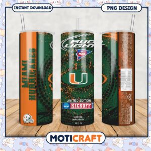 Miami Hurricanes Limited Edition Tumbler Design PNG
