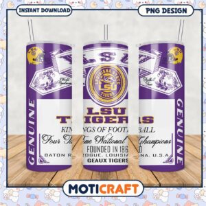 LSU Tigers Football Tumbler PNG Four Time Champions