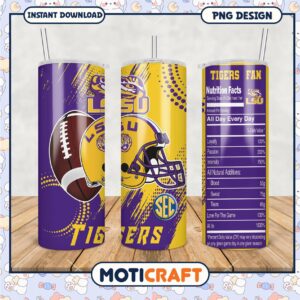 LSU Tigers Fan Tumbler Design PNG for Game Day