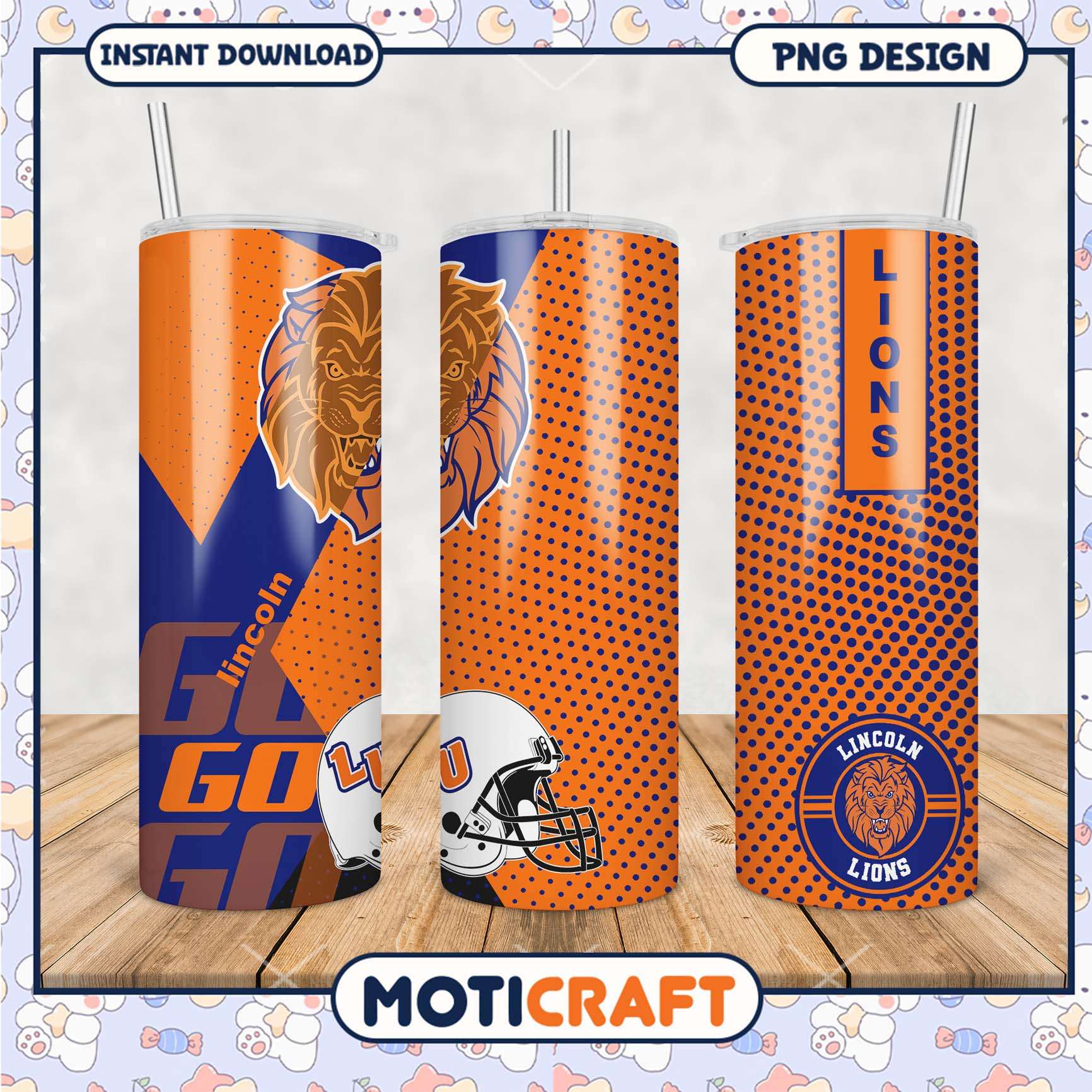 Lincoln Lions Tumbler PNG Cheer for Your Team Lincoln Lions Tumbler PNG Cheer for Your Team
