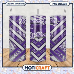 Kansas State Wildcats Colorful Tumbler Design PNG