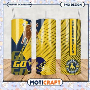Johnson C Smith Golden Bulls Tumbler Design PNG Image