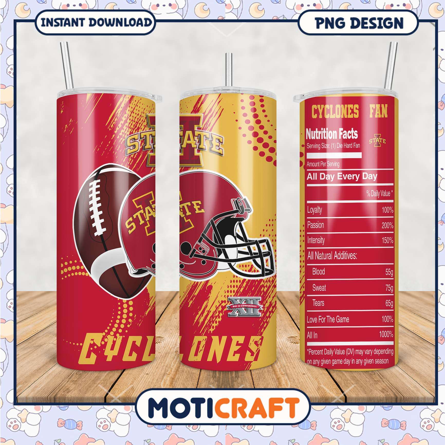 Iowa State Cyclones Fan Tumbler PNG Design for Game Day Iowa State Cyclones Fan Tumbler PNG Design for Game Day