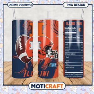 Illini Fan Tumbler PNG Design for Game Day Enthusiasts