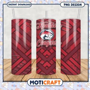 Houston Cougars Tumbler Design Red and White PNG File