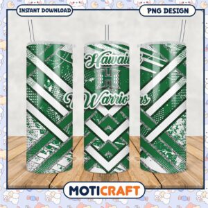 Hawaii Warriors Tumbler PNG Green Pattern Design