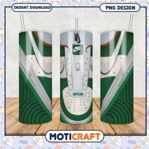 Green Nike Air Tumbler Design PNG for Custom Use