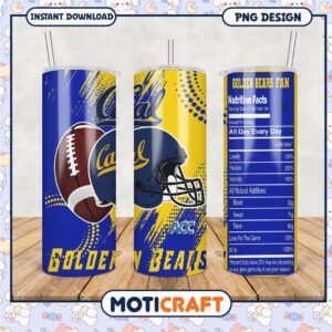 Golden Bears Fan Tumbler PNG for College Sports Fans
