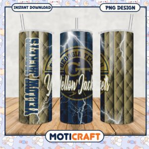 Georgia Tech Yellow Jackets Tumbler PNG Design File