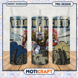 Georgia Tech Yellow Jackets Football Tumbler PNG Design