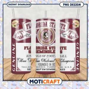 Florida State Seminoles Tumbler PNG Design Artwork