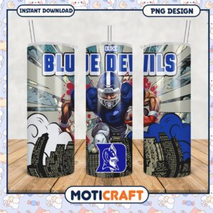 Duke Blue Devils Football Tumbler PNG Design Art