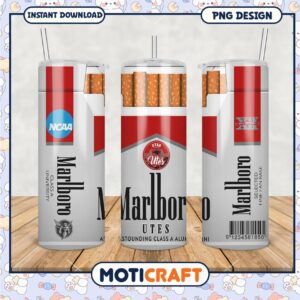 Custom Utah Utes Marlboro Tumbler PNG Design for Fans