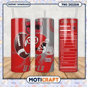 Cute Utes Fan Tumbler Design for Sports Enthusiasts PNG