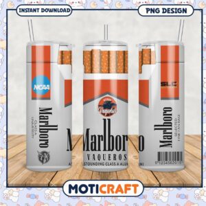 Custom Tumbler Design Featuring Marlboro Vaqueros Logo PNG