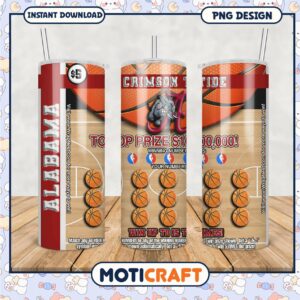 Crimson Tide Basketball Tumbler Design for Winners PNG