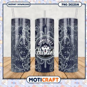 Connecticut Huskies Tumbler PNG Floral Pattern Design