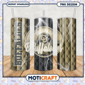 Colorado Buffaloes Lightning Tumbler PNG Design
